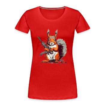 Eichhörnchensind sehr gefährliche Waldbewohner - Frauen Premium Bio T-Shirt - Rot - Vorne - Mia (176cm)