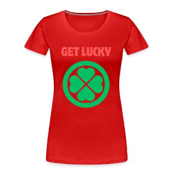 Get Lucky/Clover - Women's Premium Organic T-Shirt - red - Front - Mia (176cm)