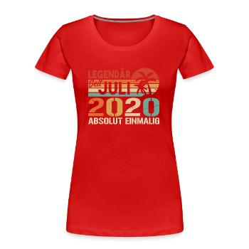 2020 Juli Geboren im Juli 2020 - Frauen Premium Bio T-Shirt - Rot - Vorne - Mia (176cm)