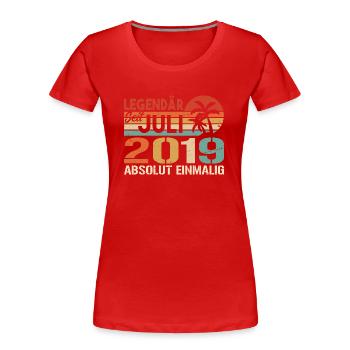 2019 Juli Geboren im Juli 2019 - Frauen Premium Bio T-Shirt - Rot - Vorne - Mia (176cm)