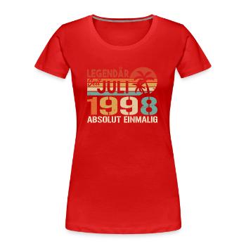 1998 Juli Geboren im Juli 1998 - Frauen Premium Bio T-Shirt - Rot - Vorne - Mia (176cm)