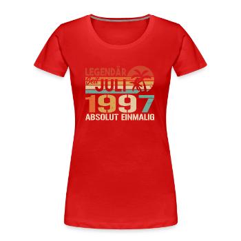 1997 Juli Geboren im Juli 1997 - Frauen Premium Bio T-Shirt - Rot - Vorne - Mia (176cm)