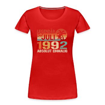 1992 Juli Geboren im Juli 1992 - Frauen Premium Bio T-Shirt - Rot - Vorne - Mia (176cm)