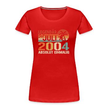 2004 Juli Geboren im Juli 2004 - Frauen Premium Bio T-Shirt - Rot - Vorne - Mia (176cm)