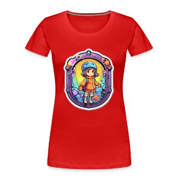 Cute Cartoon Dimension Traveler - Frauen Premium Bio T-Shirt - Rot - Vorne - Mia (176cm)