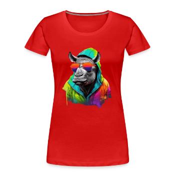 Hippopotame avec lunettes de soleil hippopotame Afrique - T-shirt bio Premium Femme - rouge - Devant - Mia (176cm)