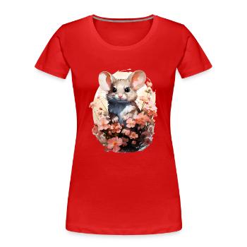 Mouse - Women's Premium Organic T-Shirt - red - Front - Mia (176cm)
