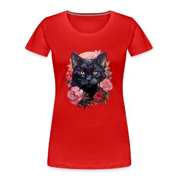 Panthère - T-shirt bio Premium Femme - rouge - Devant - Mia (176cm)
