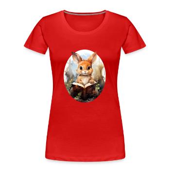Lièvre - T-shirt bio Premium Femme - rouge - Devant - Mia (176cm)