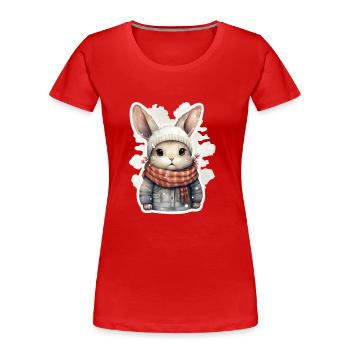 Hasen Fellnase im Winter - Frauen Premium Bio T-Shirt - Rot - Vorne - Mia (176cm)