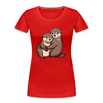 Otter Couple - I love you like no otter - Women's Premium Organic T-Shirt - red - Front - Mia (176cm)
