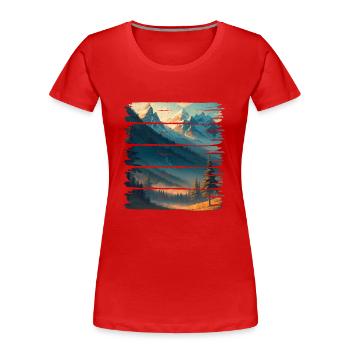 Paysage nature forêt - T-shirt bio Premium Femme - rouge - Devant - Mia (176cm)