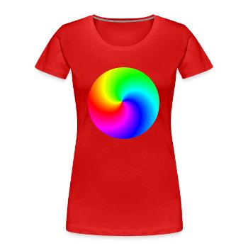 Idée cadeau colorée arc-en-ciel en spirale - T-shirt bio Premium Femme - rouge - Devant - Mia (176cm)