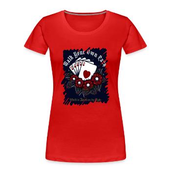 Kiss My Ace Jeu de Poker Jeu de Cartes Casino Skull 3D - T-shirt bio Premium Femme - rouge - Devant - Mia (176cm)