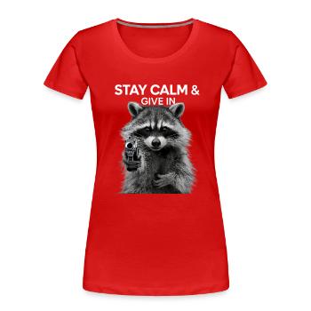 Mème raton laveur - T-shirt bio Premium Femme - rouge - Devant - Mia (176cm)