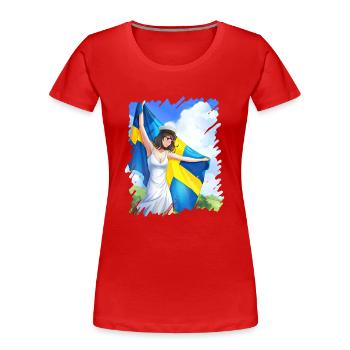 Abschlussfeier 2024 Abiturfeier - Frauen Premium Bio T-Shirt - Rot - Vorne - Mia (176cm)