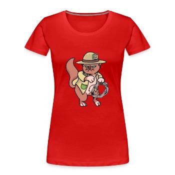 Katze Wilder Westen Cowboy Ranch Lasso Hippie - Frauen Premium Bio T-Shirt - Rot - Vorne - Mia (176cm)