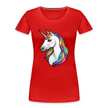 Unicorn Rainbow Pride LGBTQ LGBTQIA+ - Women's Premium Organic T-Shirt - red - Front - Mia (176cm)