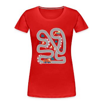 Spielen Sie Autorennen auf dem Rücken Familiengeschenk - Frauen Premium Bio T-Shirt - Rot - Vorne - Mia (176cm)