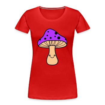 Bande dessinée champignon - T-shirt bio Premium Femme - rouge - Devant - Mia (176cm)