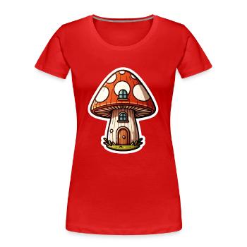 Kawaii Pilze Cottagecore Vintage - Frauen Premium Bio T-Shirt - Rot - Vorne - Mia (176cm)
