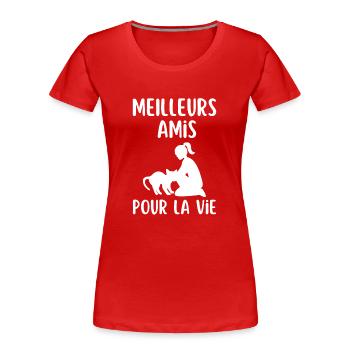 Mon Chat est mon meilleur ami pour la vie - T-shirt bio Premium Femme - rouge - Devant - Mia (176cm)