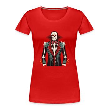 Une cage thoracique squelette, un smoking vampire imprimé Costume - T-shirt bio Premium Femme - rouge - Devant - Mia (176cm)