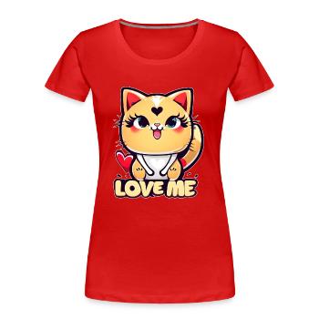 A funny chibi cat full of love - Women's Premium Organic T-Shirt - red - Front - Mia (176cm)