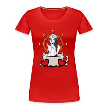Maritim Steuerrad Steuermann Seefahrt Matrose Moin - Frauen Premium Bio T-Shirt - Rot - Vorne - Mia (176cm)