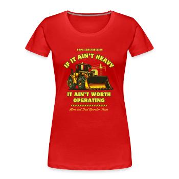 Power Work ,,Radlader" - Frauen Premium Bio T-Shirt - Rot - Vorne - Mia (176cm)