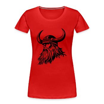Wikinger Helm - Frauen Premium Bio T-Shirt - Rot - Vorne - Mia (176cm)