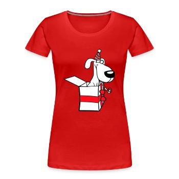 Chien Anniversaire Cadeau Fête Chapeau Célébrer Crapaud - T-shirt bio Premium Femme - rouge - Devant - Mia (176cm)