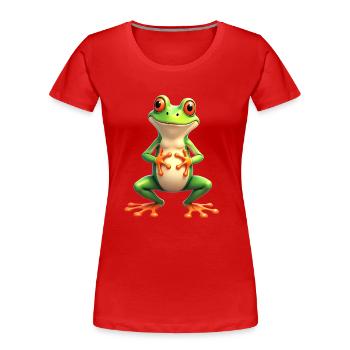 Frosch lustig Laubfrosch Rotaugenlaubfrosch - Frauen Premium Bio T-Shirt - Rot - Vorne - Mia (176cm)