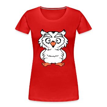 Eule Vogel Uhu Nachtvogel Schleiereule Kauz Comic - Frauen Premium Bio T-Shirt - Rot - Vorne - Mia (176cm)