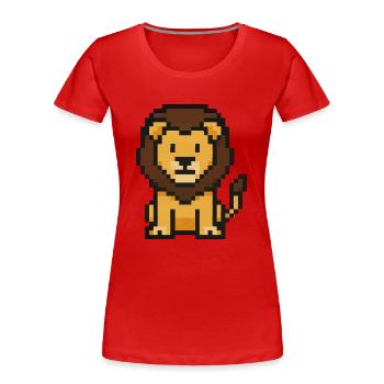 Löwe Pixel - Frauen Premium Bio T-Shirt - Rot - Vorne - Mia (176cm)