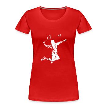 Badminton Federball Shuttlecock Geschenk - Frauen Premium Bio T-Shirt - Rot - Vorne - Mia (176cm)