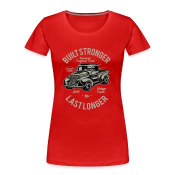 Construit plus fort - T-shirt bio Premium Femme - rouge - Devant - Mia (176cm)