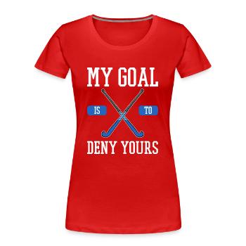 Feldhockey Torwart Geschenk - Frauen Premium Bio T-Shirt - Rot - Vorne - Mia (176cm)