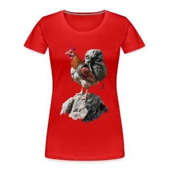 Huhn Hahn - Frauen Premium Bio T-Shirt - Rot - Vorne - Mia (176cm)