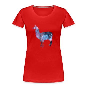 weltall galaxy llama - Frauen Premium Bio T-Shirt - Rot - Vorne - Mia (176cm)