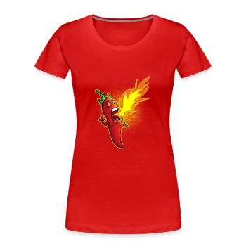Chili crache du feu - T-shirt bio Premium Femme - rouge - Devant - Mia (176cm)