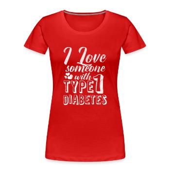 Shirt for diabetics type 1 - Women's Premium Organic T-Shirt - red - Front - Mia (176cm)
