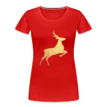 Golden stag - Women's Premium Organic T-Shirt - red - Front - Mia (176cm)