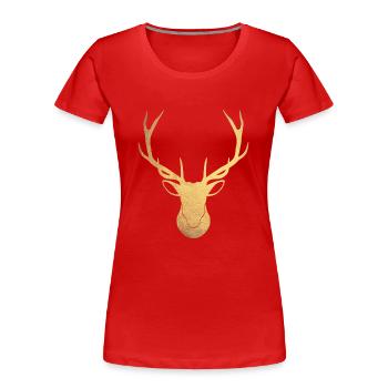 Golden stag - Women's Premium Organic T-Shirt - red - Front - Mia (176cm)