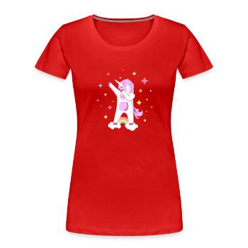 Dabbing Unicorn Cute Dab Dance Hiphop Dancing Gift - Women's Premium Organic T-Shirt - red - Front - Mia (176cm)