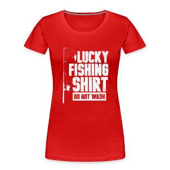 Pêche poisson appât cadeau drôle de Noël - T-shirt bio Premium Femme - rouge - Devant - Mia (176cm)