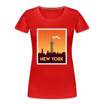 New York Empire Skyline Morgen - Frauen Premium Bio T-Shirt - Rot - Vorne - Mia (176cm)