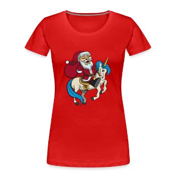 Santa rides on unicorn christmas gift - Women's Premium Organic T-Shirt - red - Front - Mia (176cm)