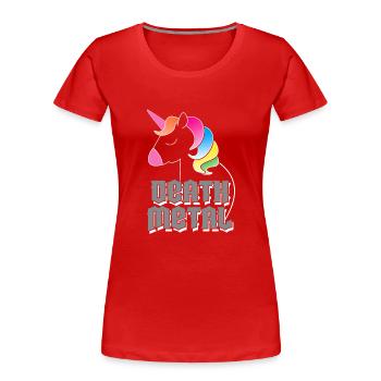 Death Metal Unicorn - Frauen Premium Bio T-Shirt - Rot - Vorne - Mia (176cm)