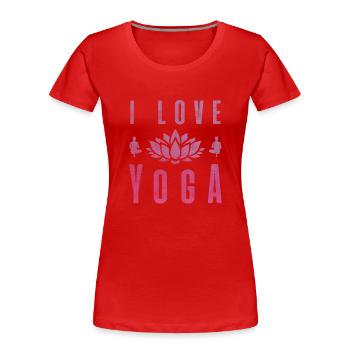 Ich liebe Yoga Geschenk Namaste Shanti Herz Joga - Frauen Premium Bio T-Shirt - Rot - Vorne - Mia (176cm)